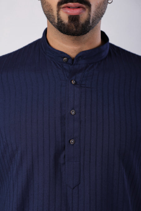Blue Motif Embroidered Shirt Kurta