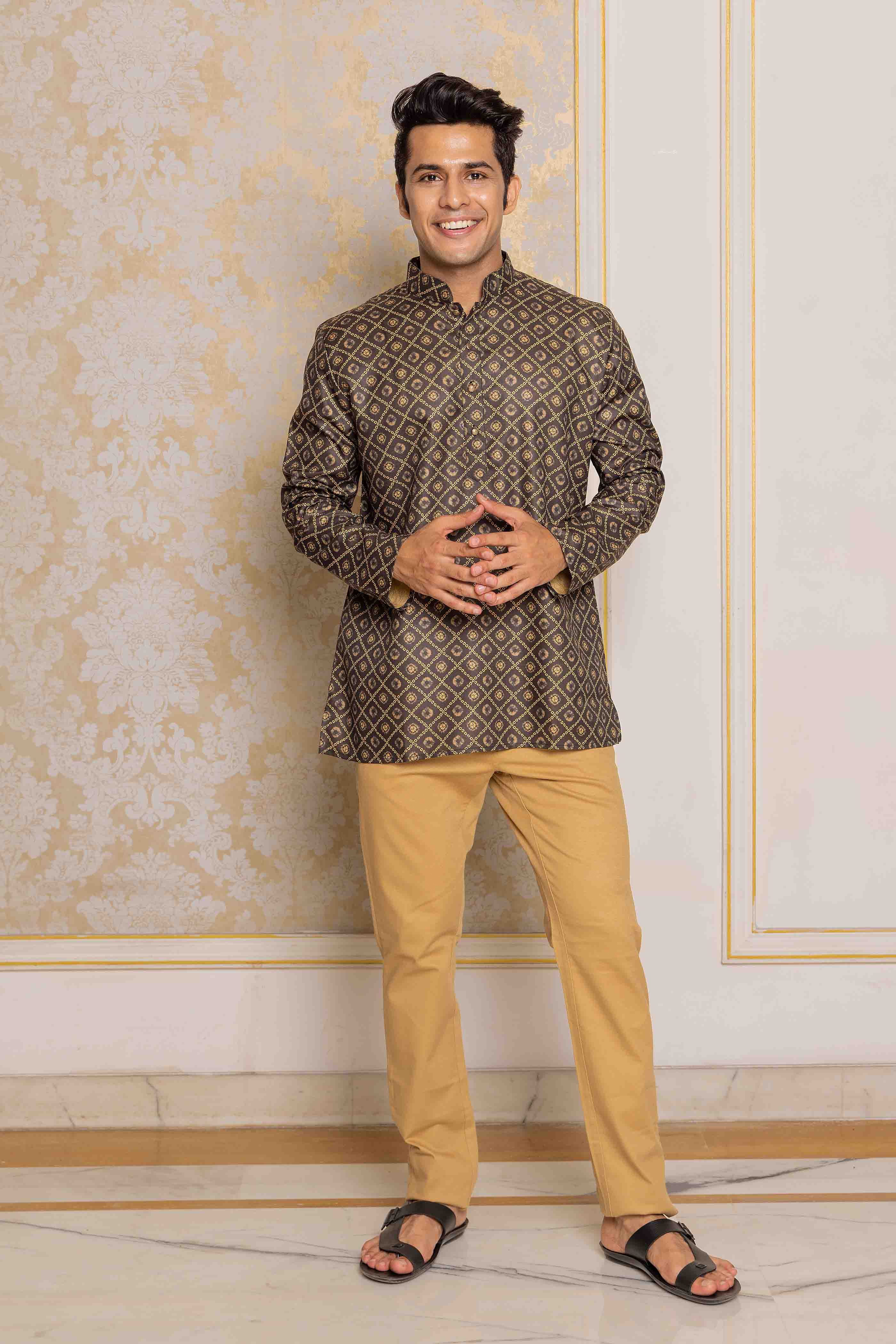 Black Printed Short Kurta