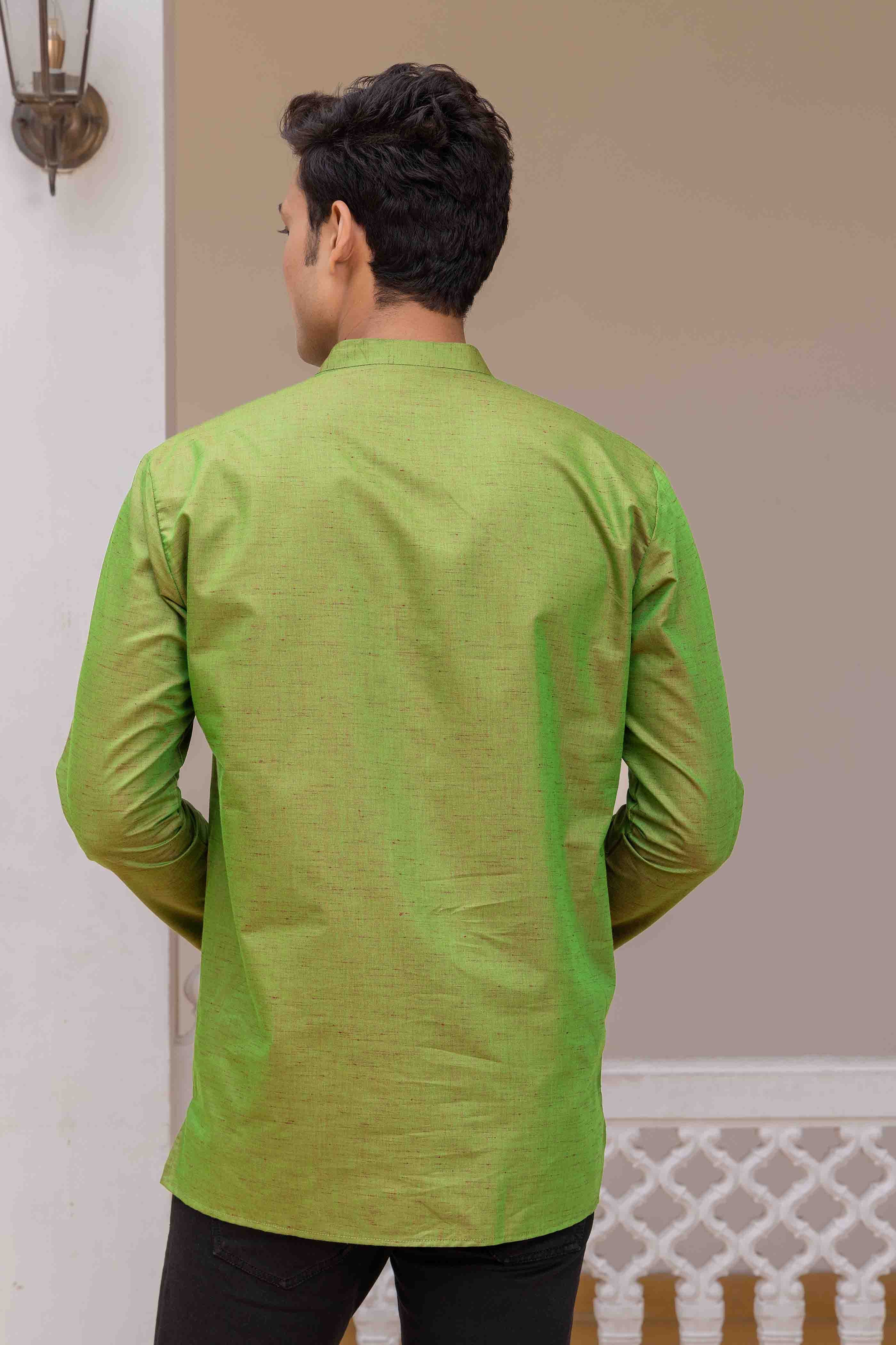 Green Cotton Short Kurta