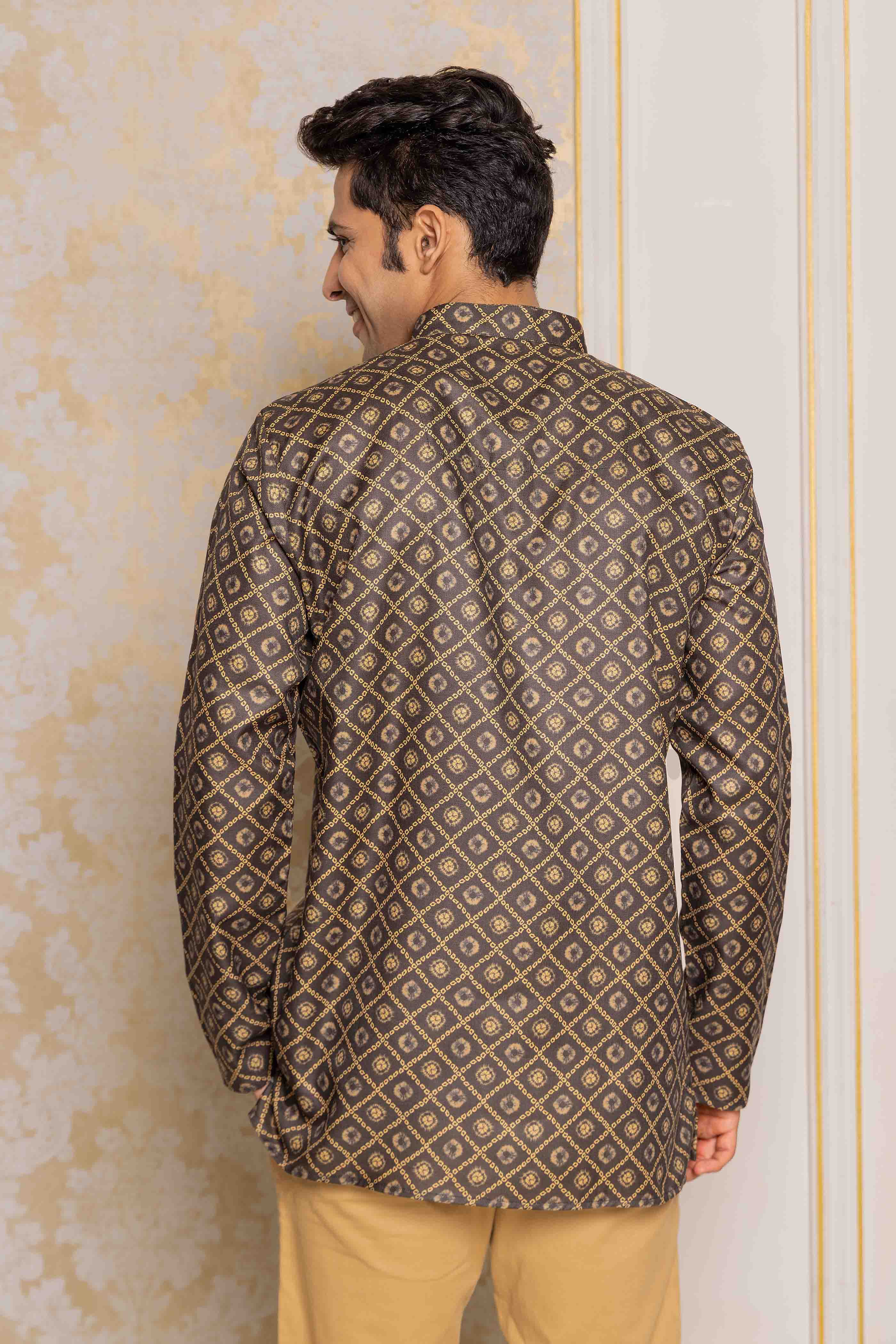 Black Printed Short Kurta