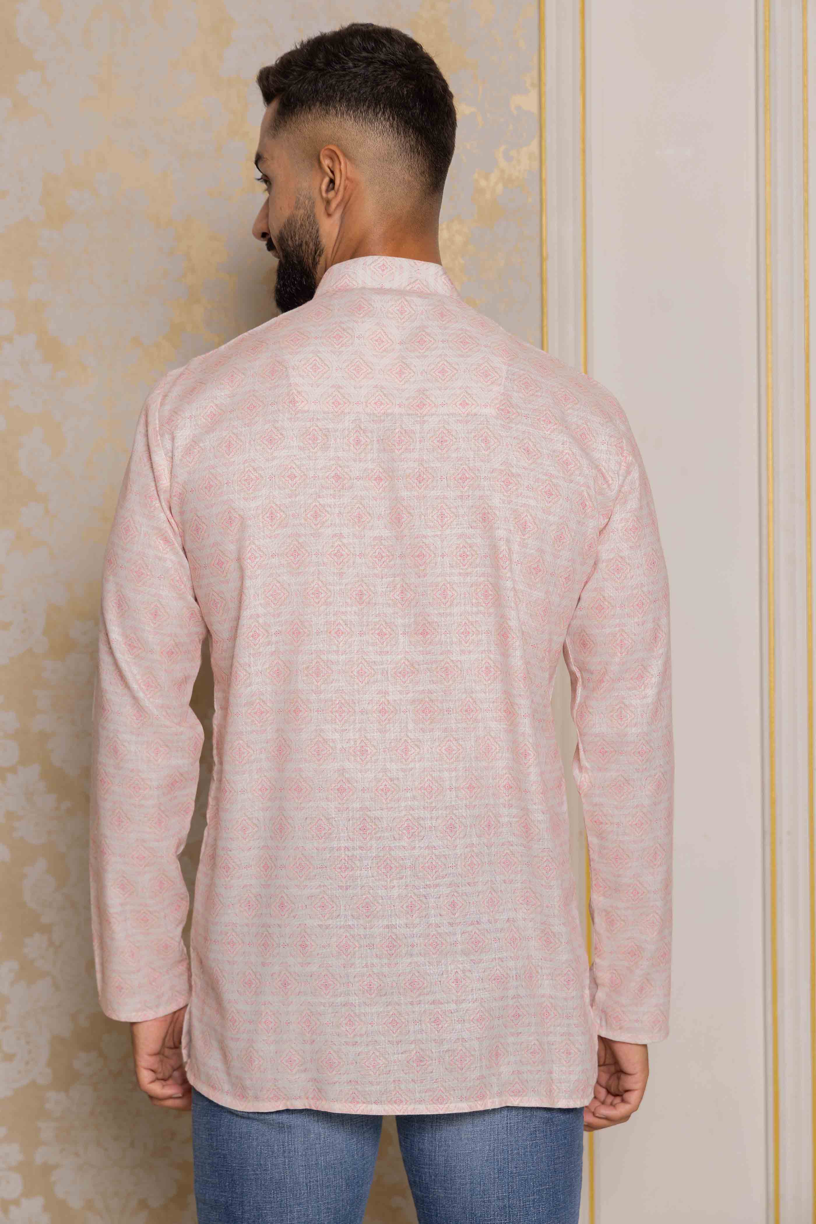 Pastel Pink Print Short Kurta
