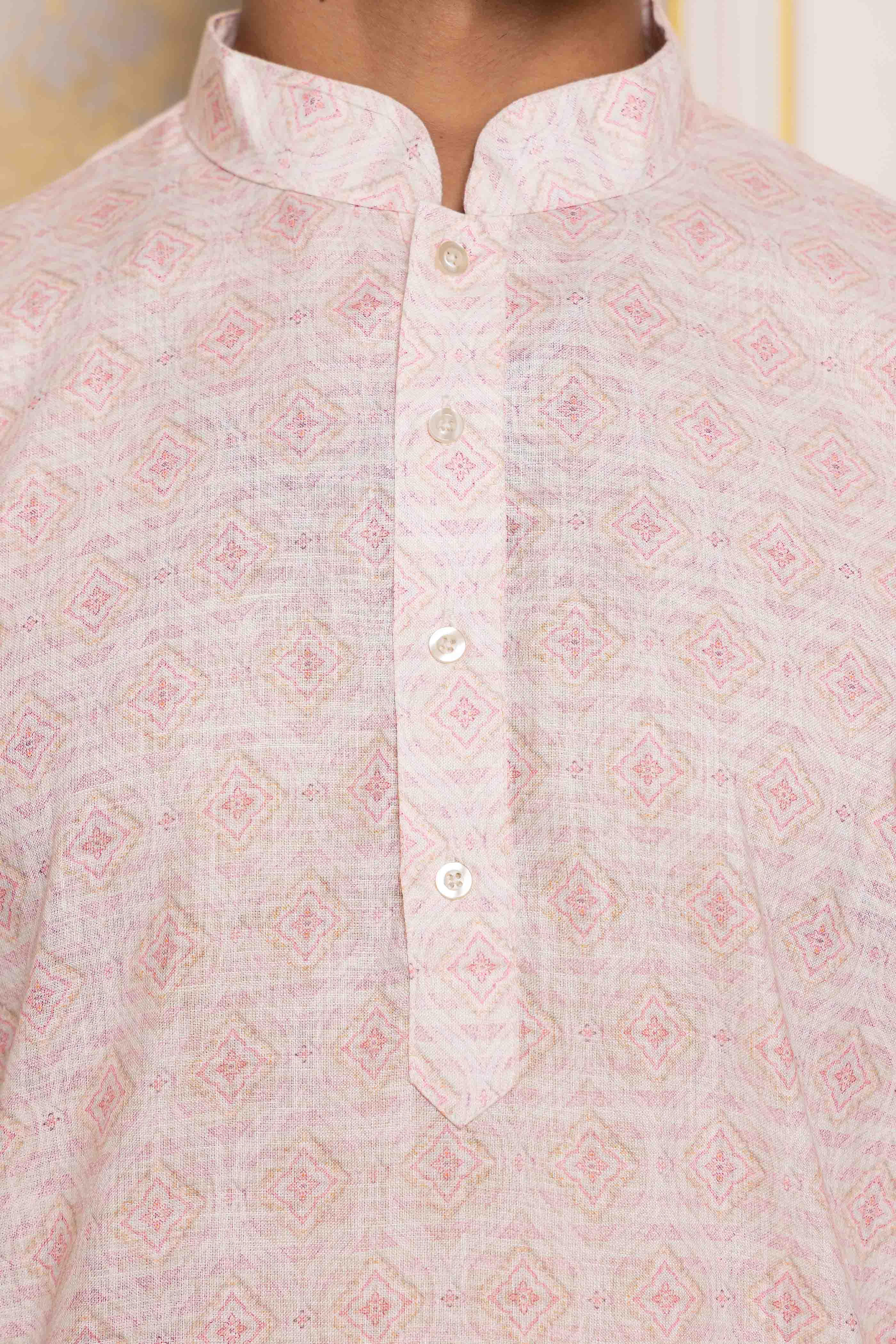 Pastel Pink Print Short Kurta