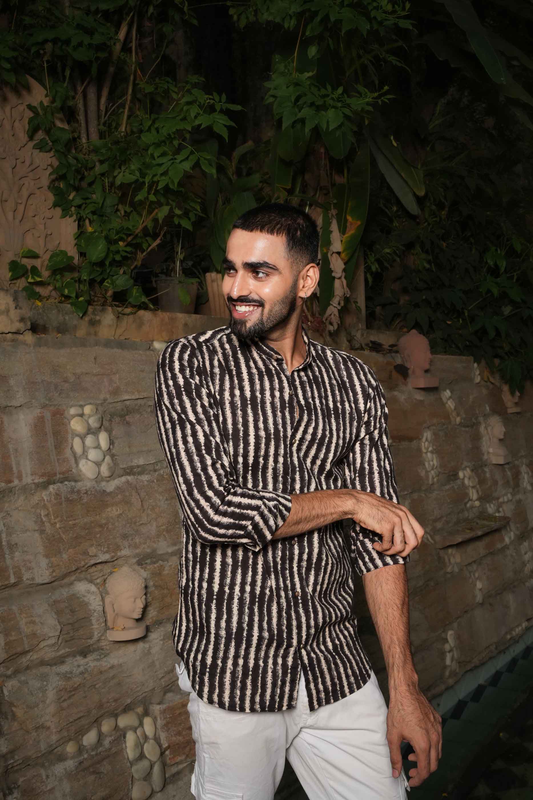 Black Abstract Striped Shirt