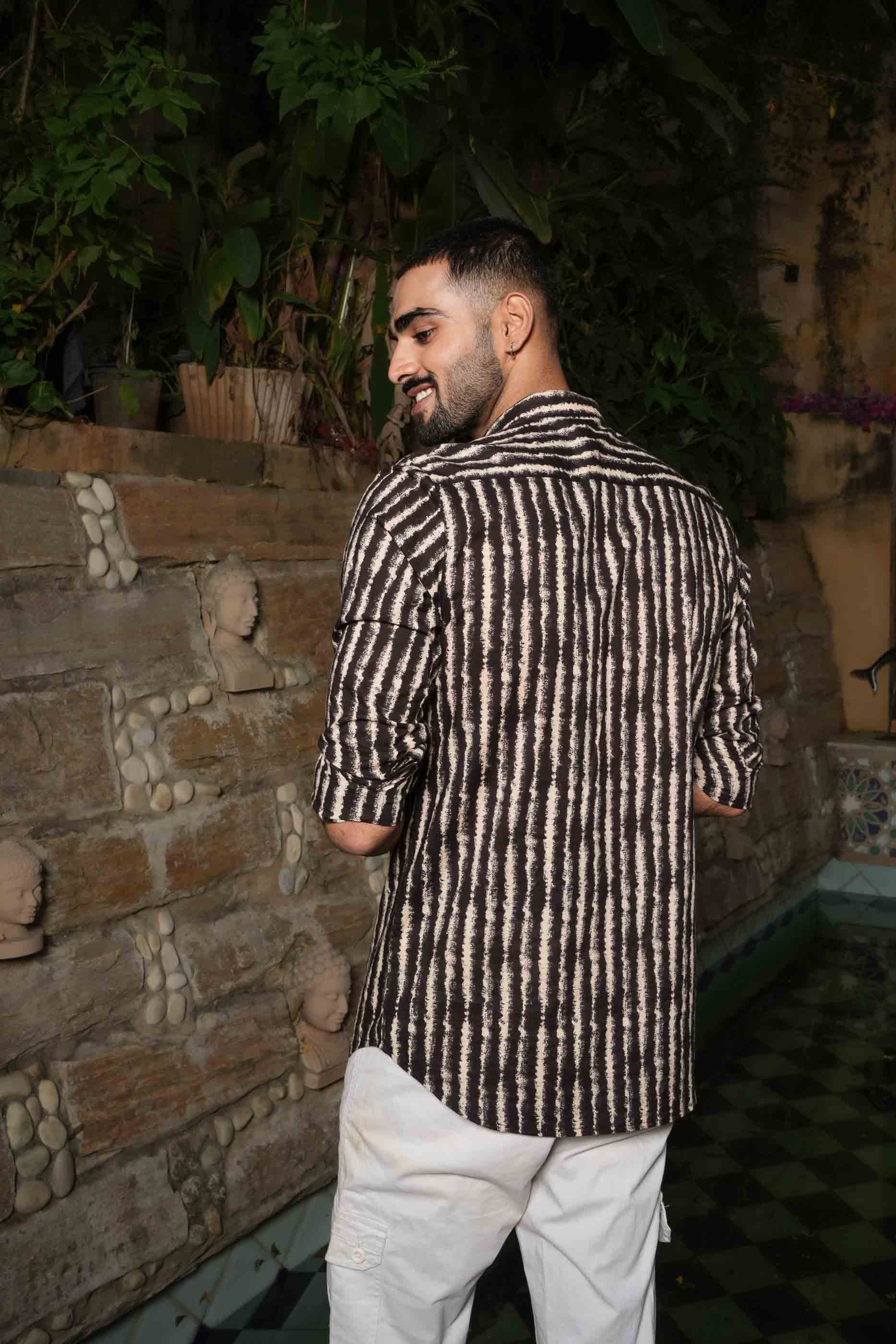 Black Abstract Striped Shirt