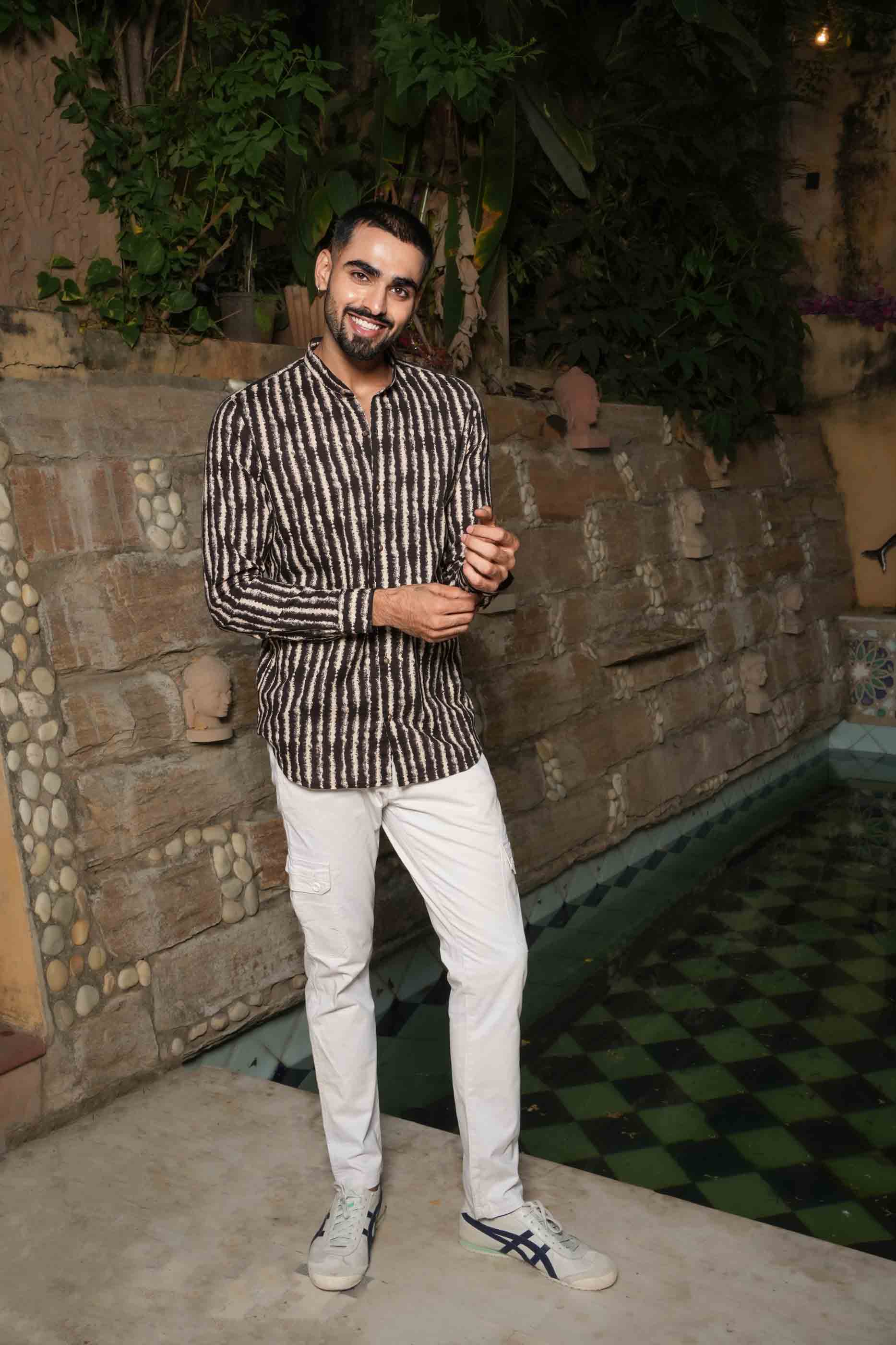 Black Abstract Striped Shirt