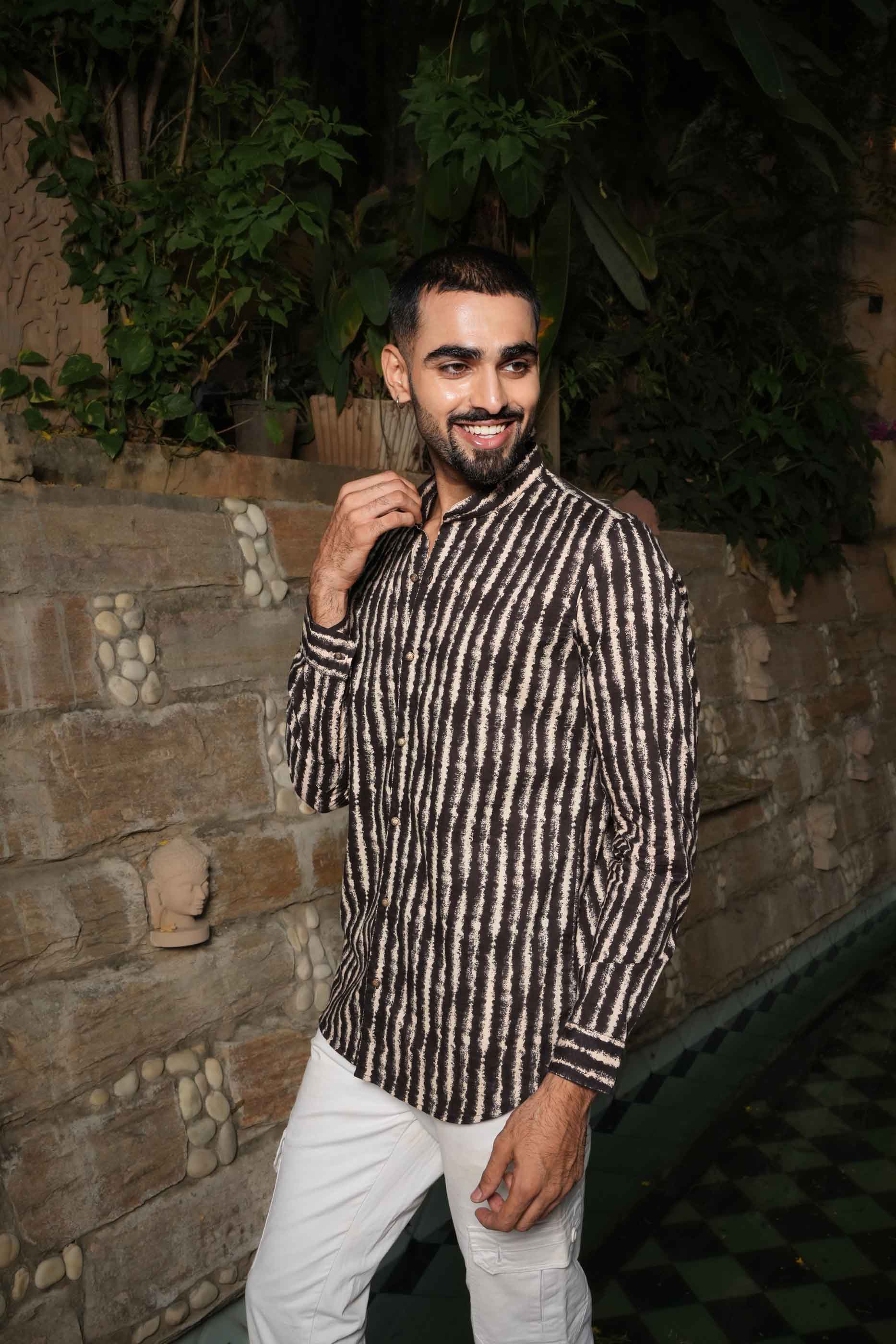 Black Abstract Striped Shirt