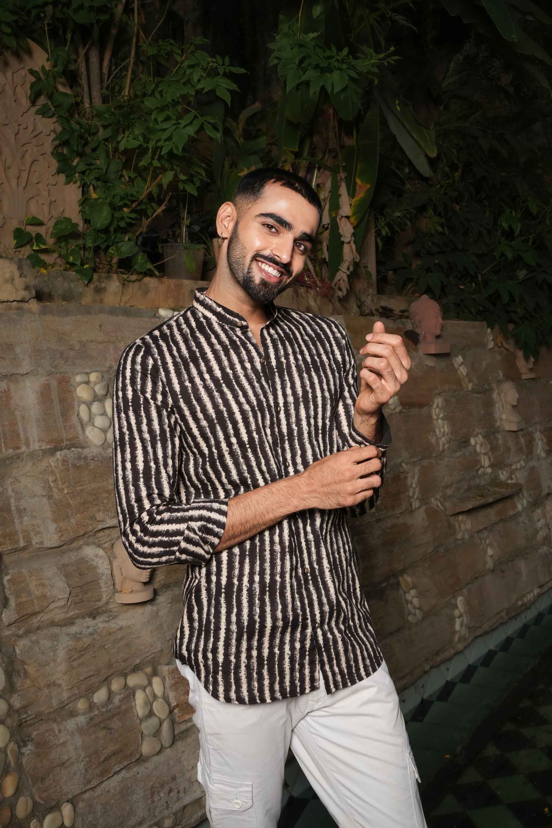 Black Abstract Striped Shirt