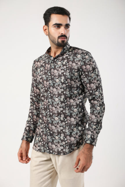 Black Motif Printed Shirt