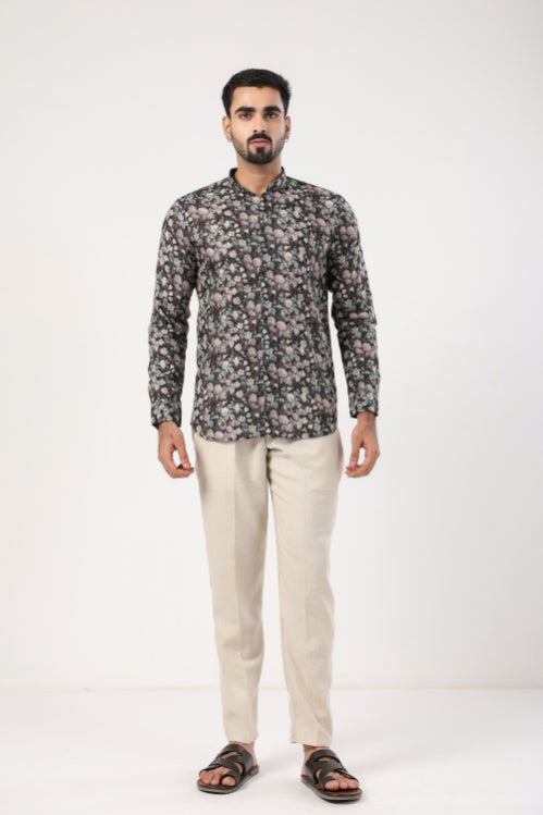 Black Motif Printed Shirt