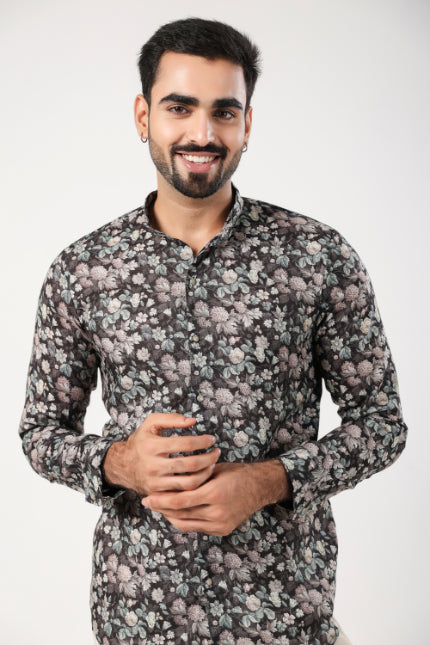 Black Motif Printed Shirt