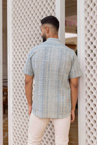 Blue Stripes Printed Cotton Shirt Kurta