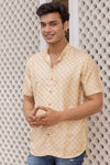 Yellow Motif Printed Cotton Shirt Kurta