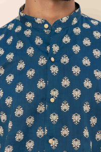 Blue Jaipur Printed Shirt Kurta