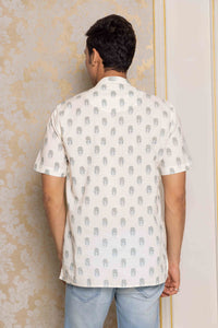 Cream Motif Block Printed Shirt Kurta