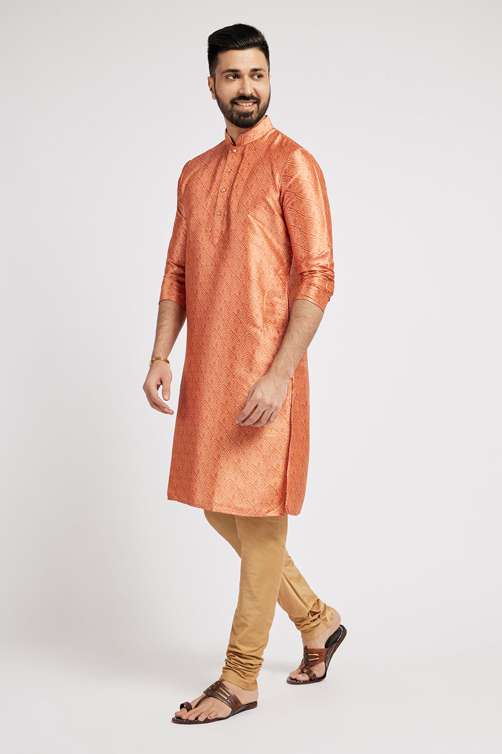 Orange Bandhani Men's Kurta