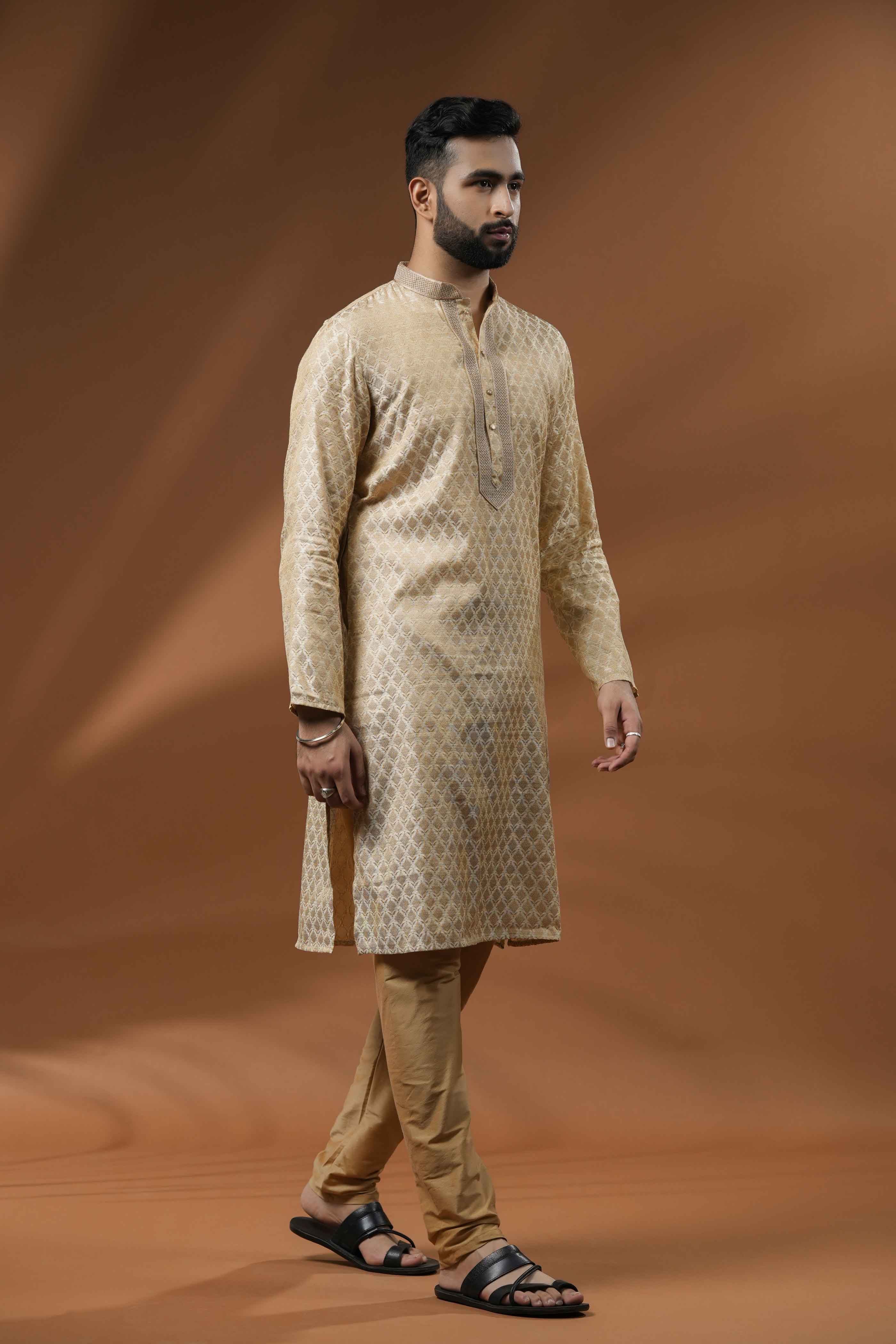 Cream Jacquard Kurta