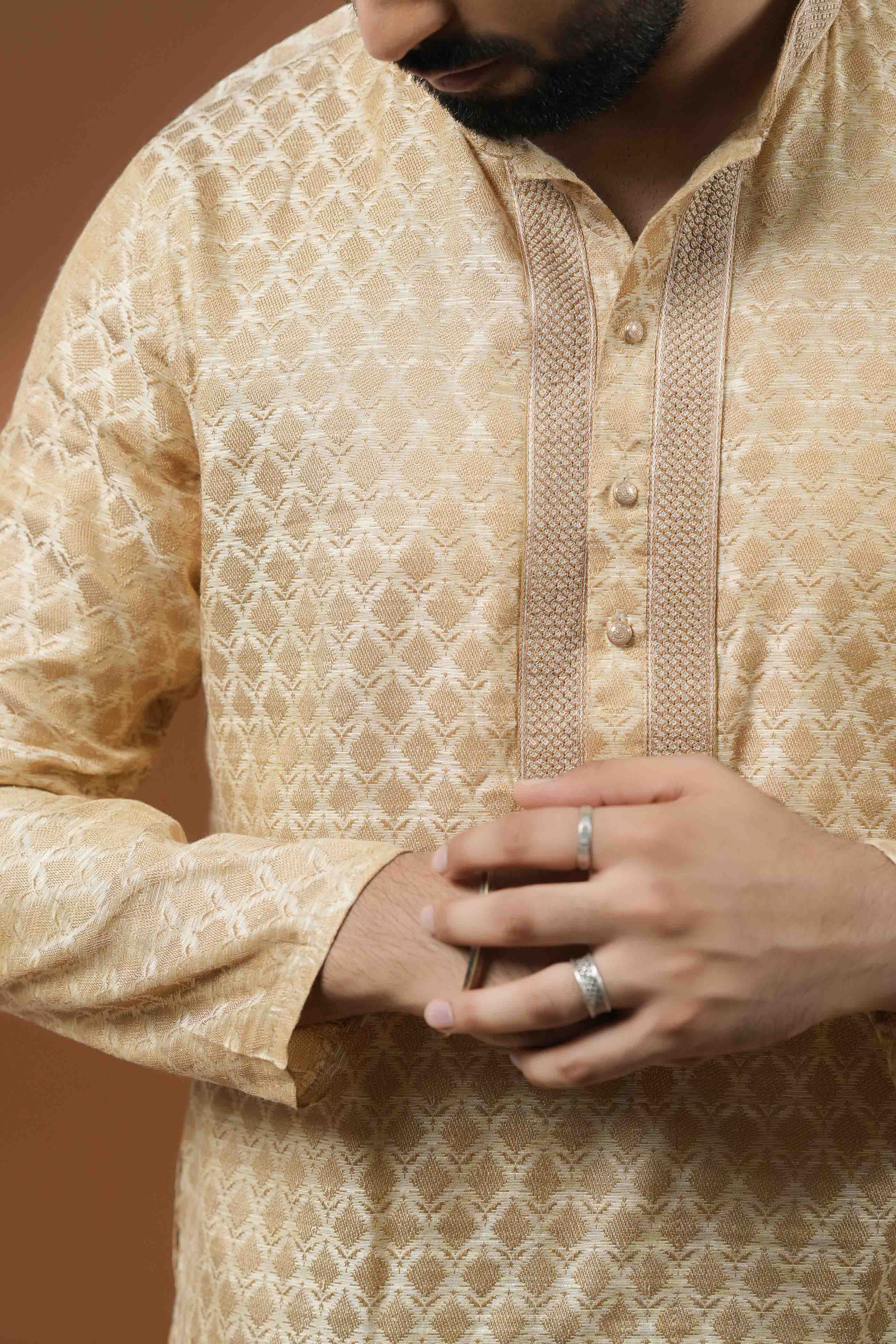 Cream Jacquard Kurta