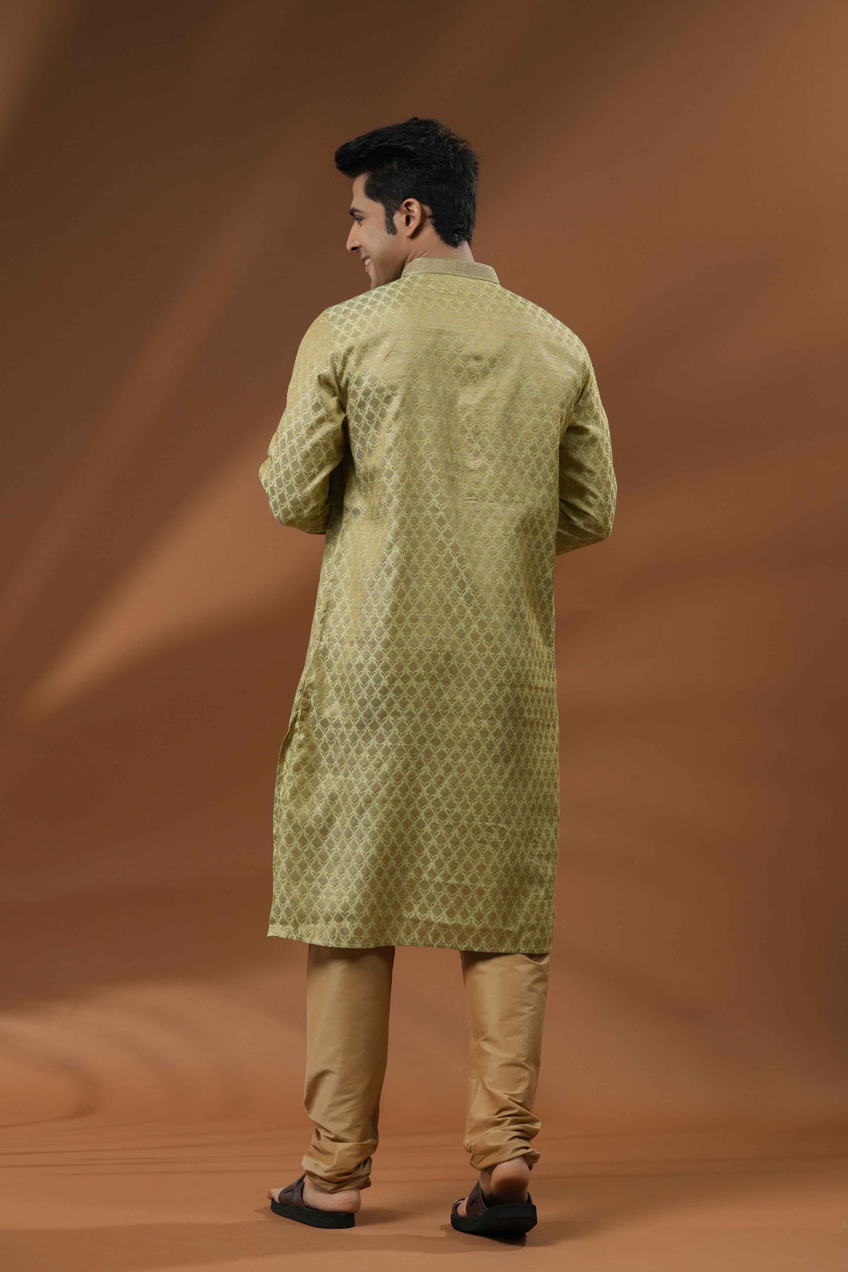 Green Jacquard Kurta