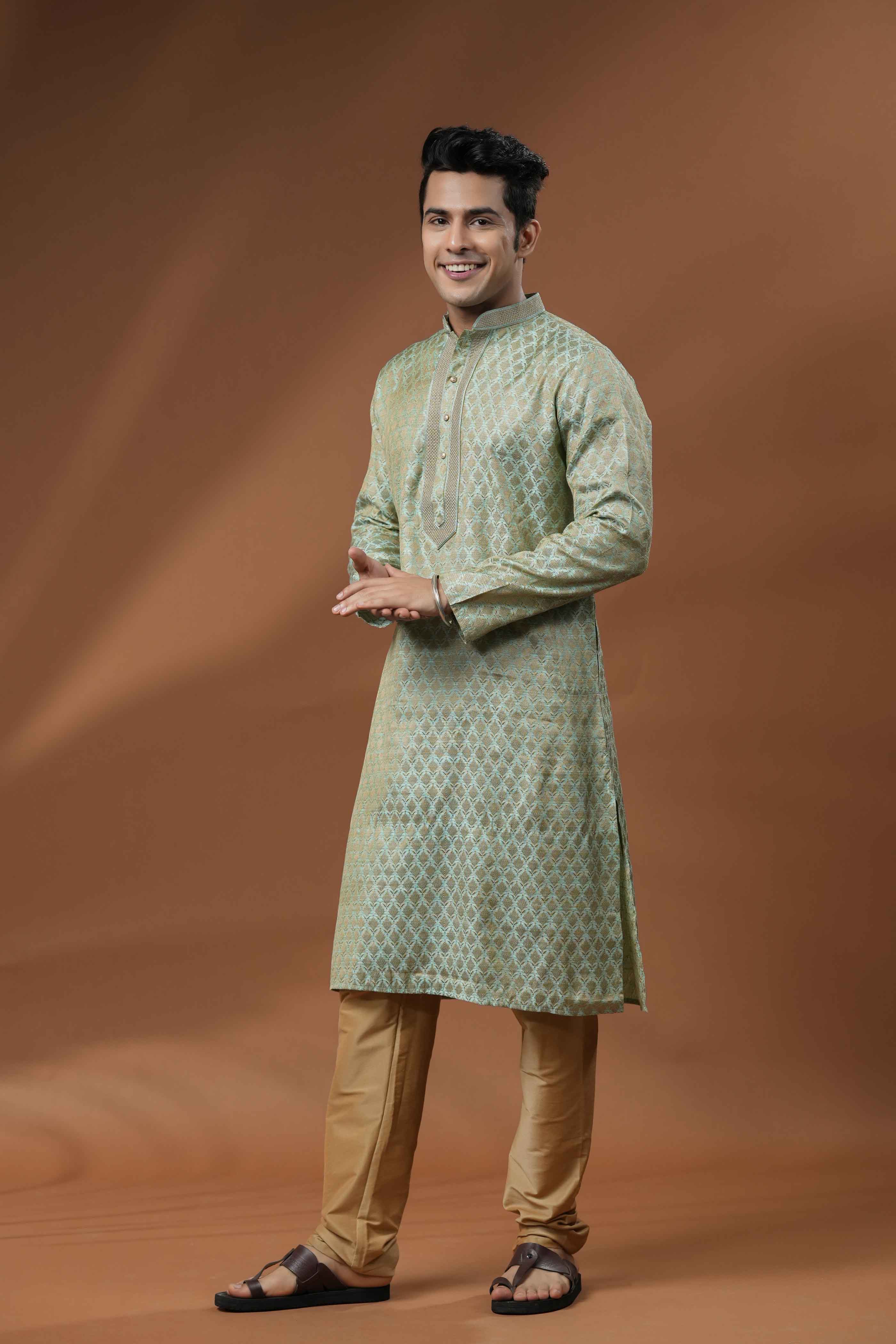 Blue Jacquard Kurta
