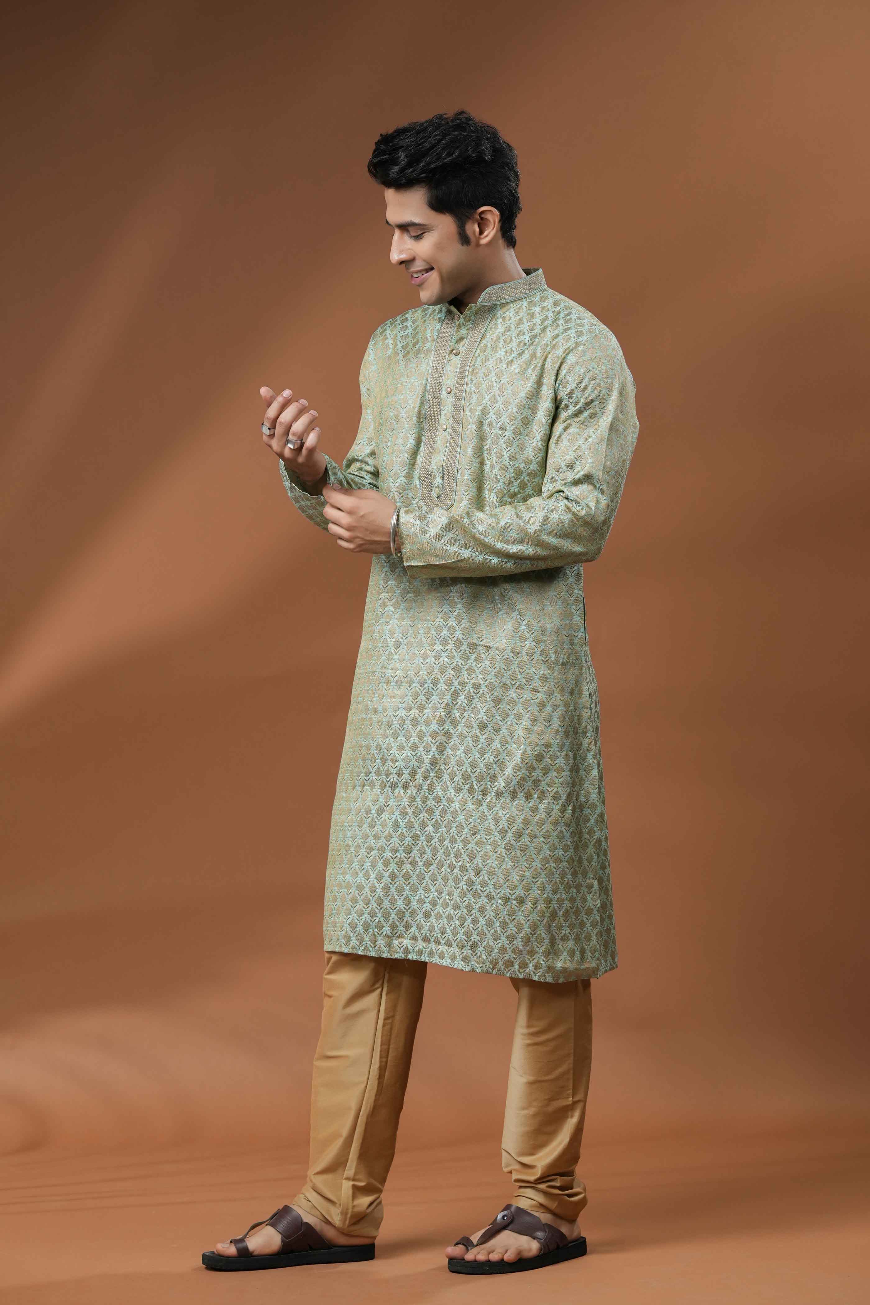 Blue Jacquard Kurta