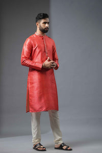 Red Contemporary Bandhani Kurta Set