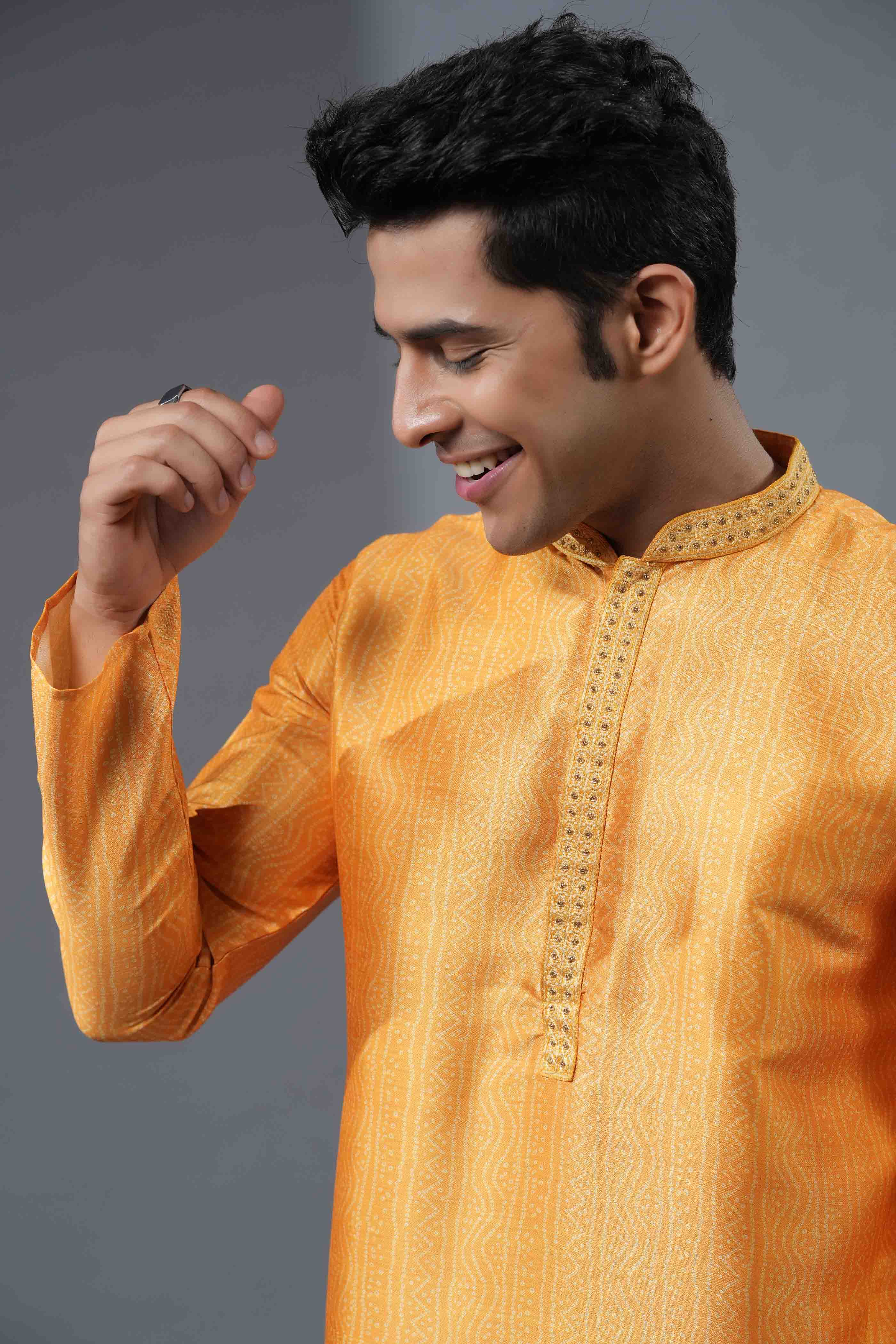 Yellow Bandhani Print Kurta