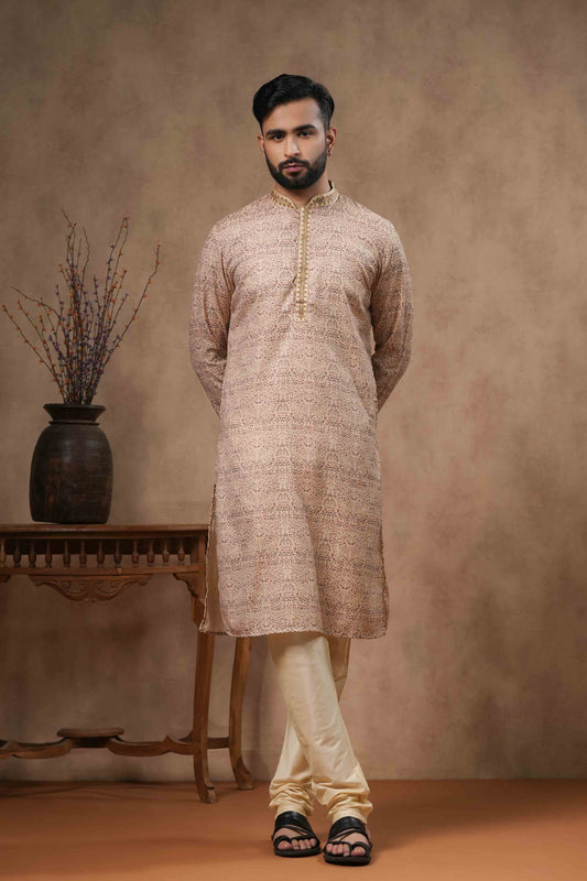 Cream Delicate Floral Printed Kurta