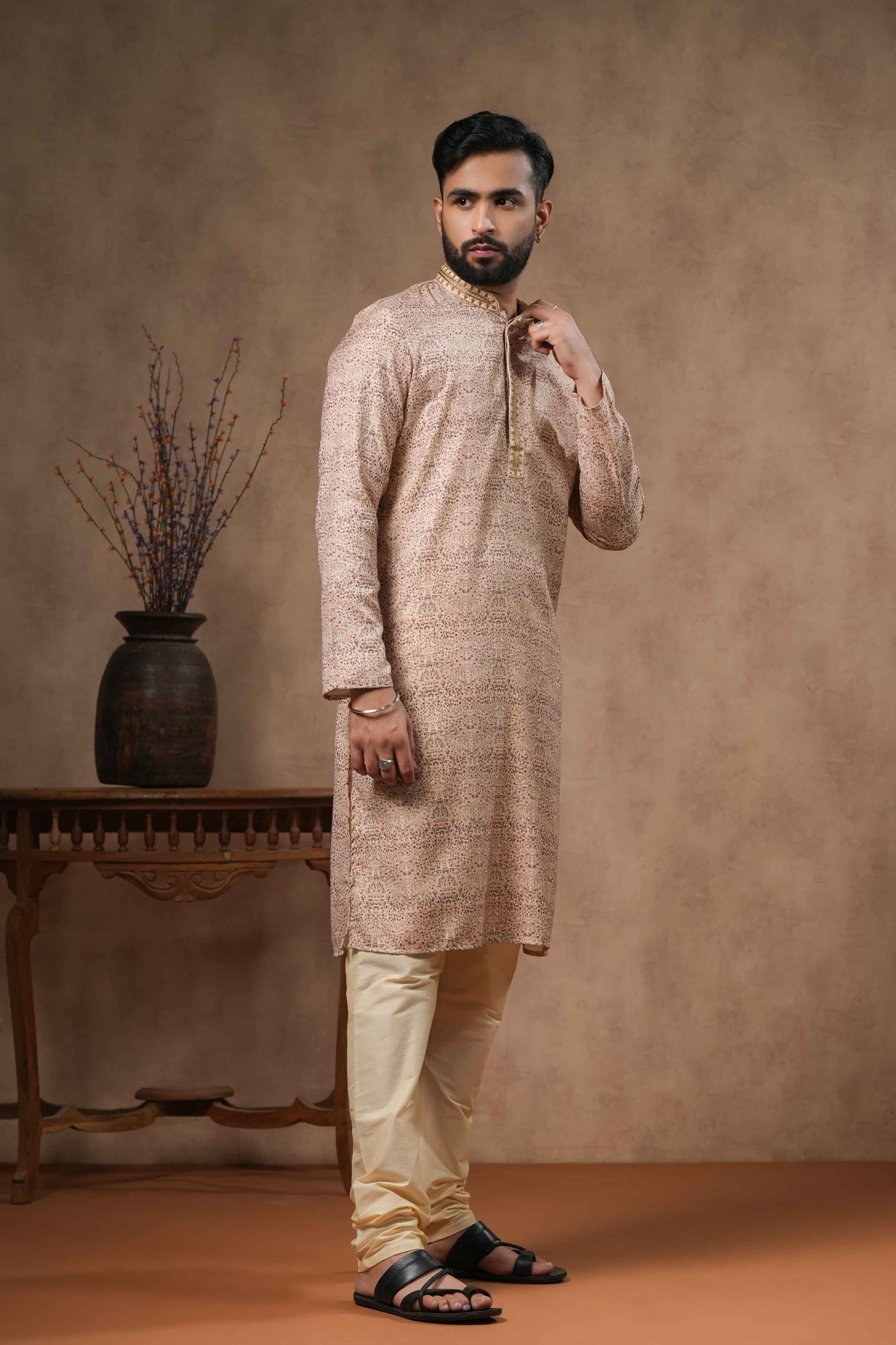 Cream Delicate Floral Printed Kurta