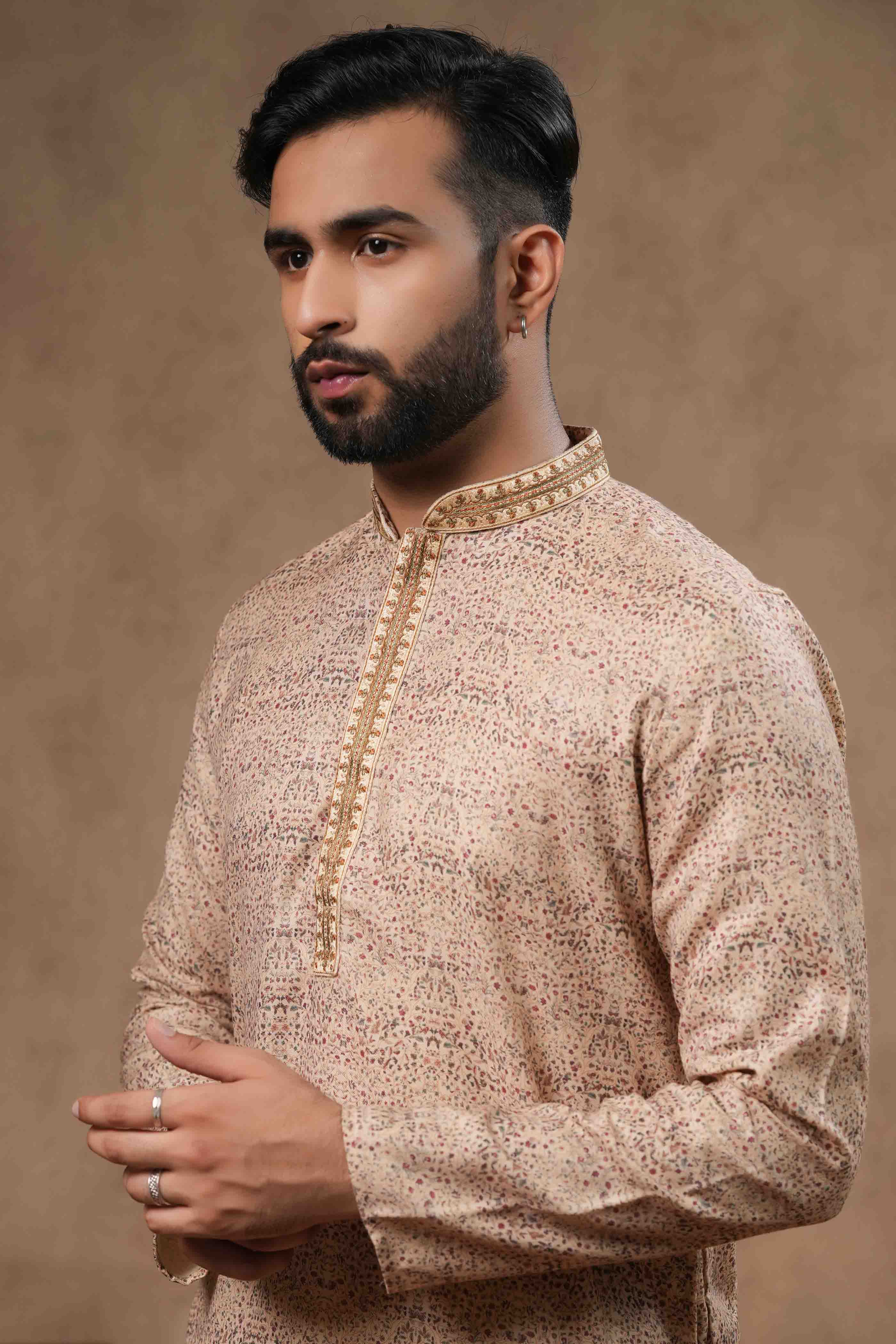Cream Delicate Floral Printed Kurta