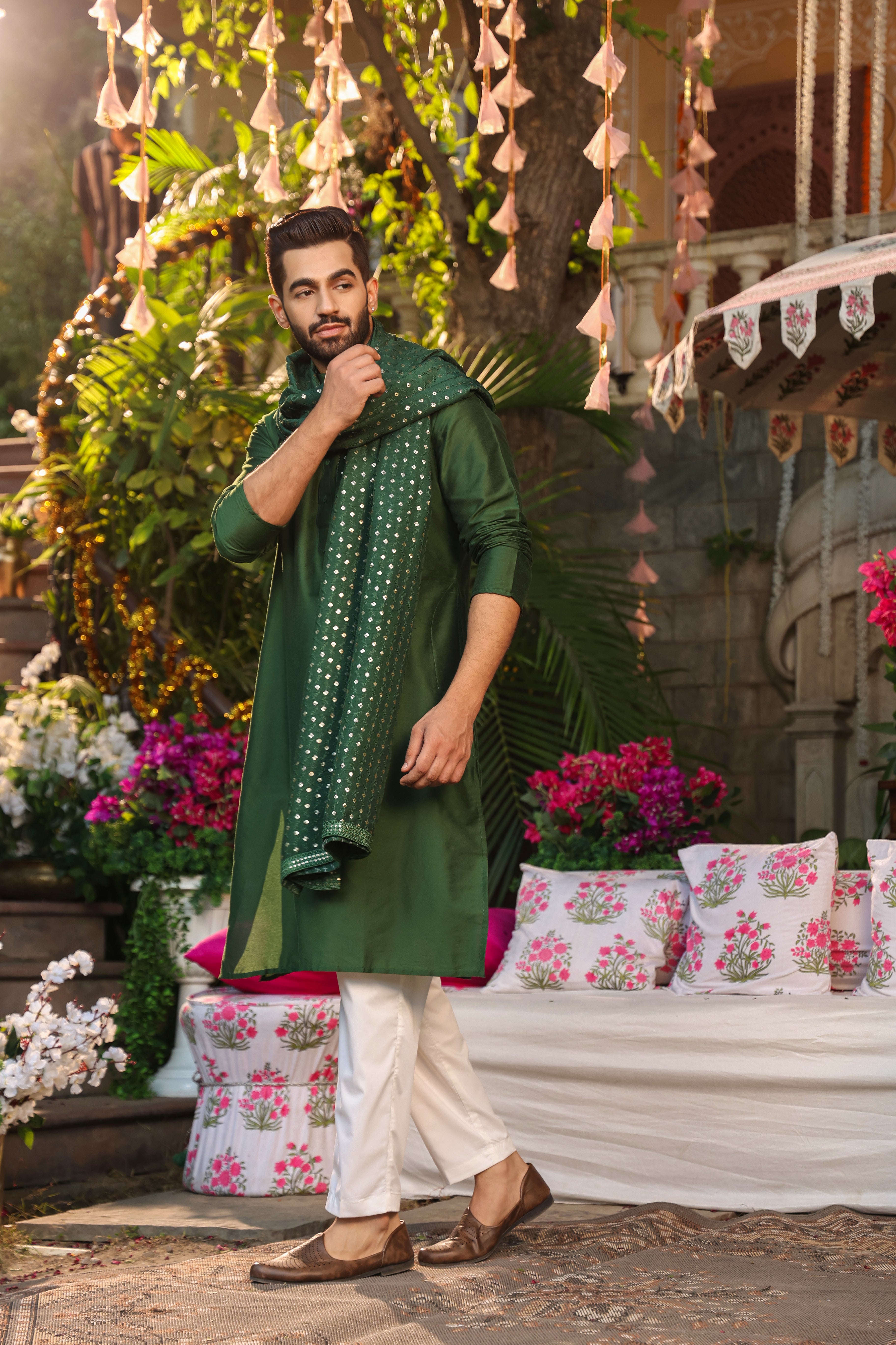 Bottle Green Dupatta