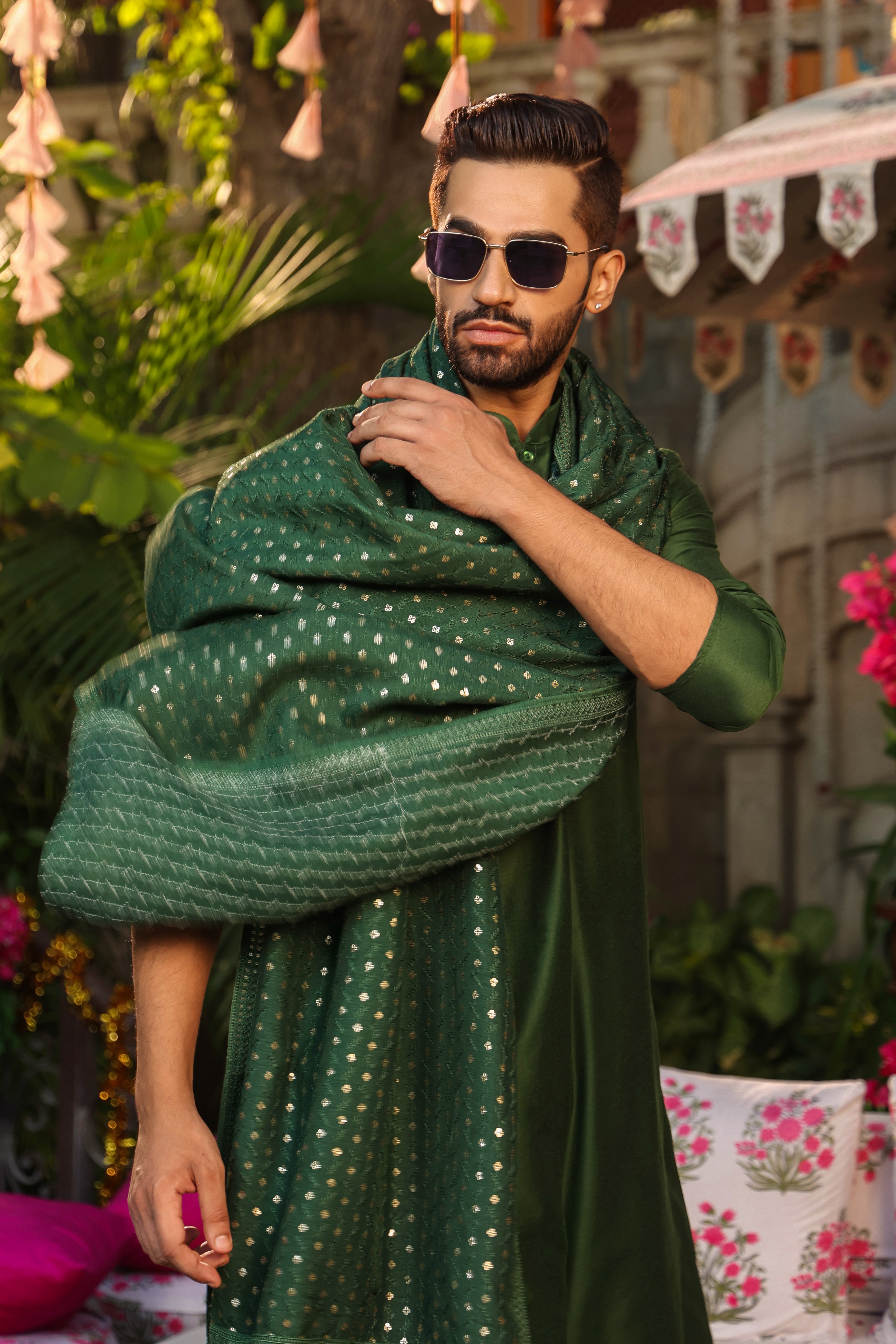 Bottle Green Dupatta
