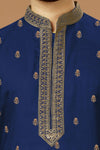 Men Blue Embroidery Long kurta And Pajama Set