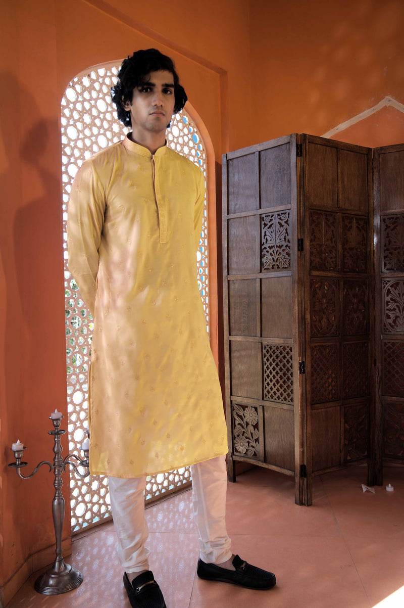 Men's Yellow Kurta Pajama Set